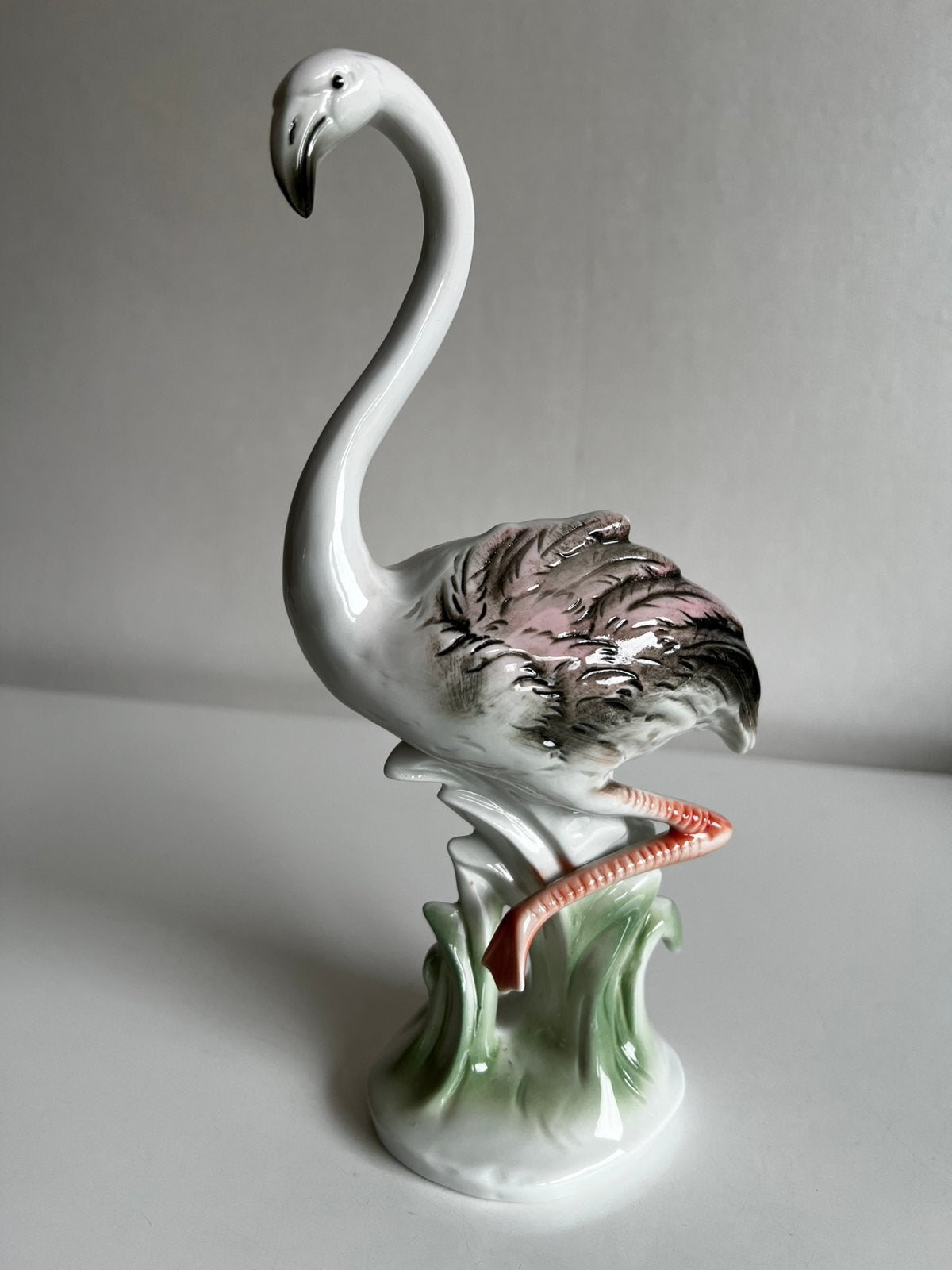 Vintage Wagner & Apel Flamingo Porselein Beeld Gemerkt, Ophalen of Verzenden