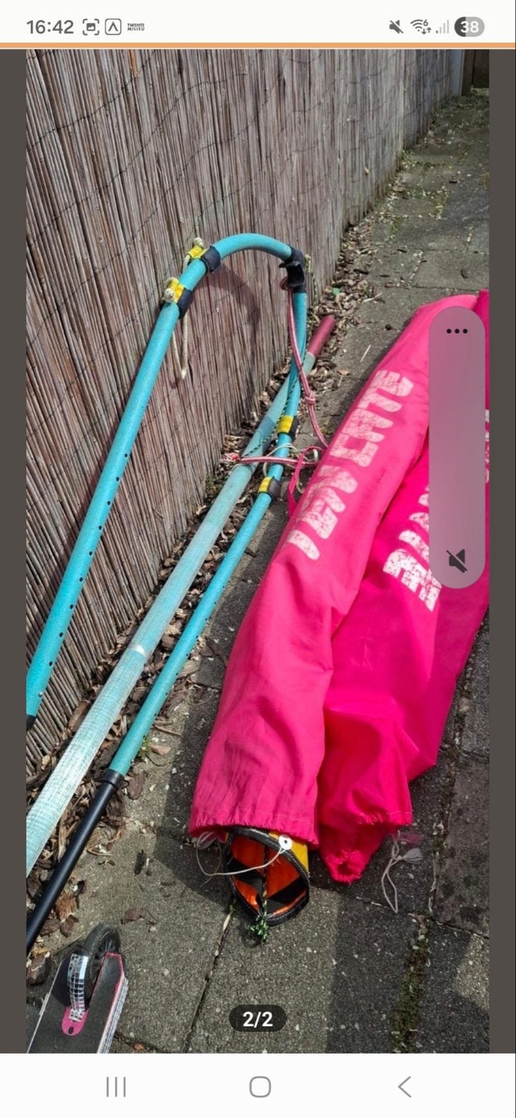 Gratis surfplank zeilen - Complete set, Watersport en Boten, Windsurfen, Verzenden, Gebruikt, Zeil, Met giek