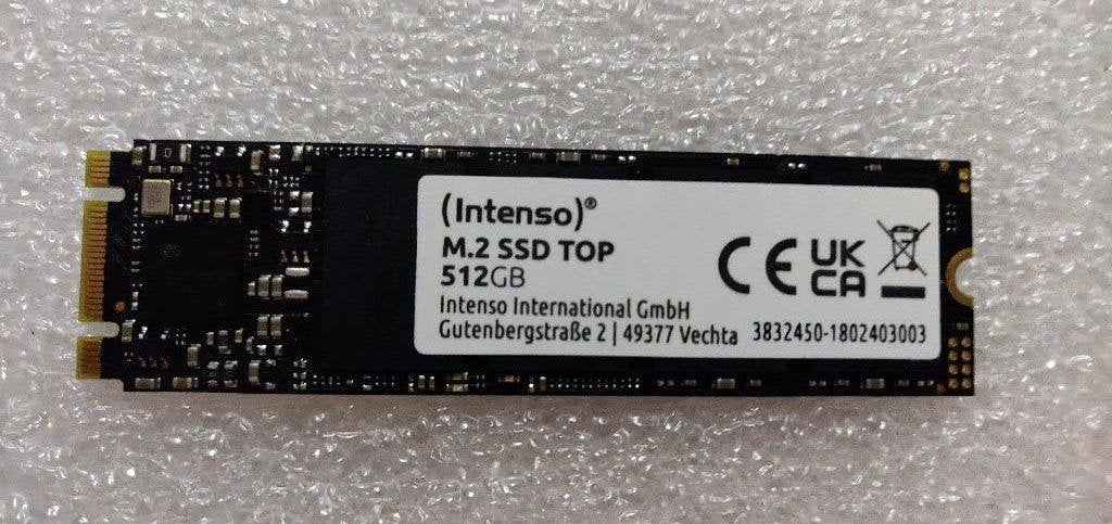 Intenso M.2 SATA SSD TOP 512GB in Orico NVMe/M.2 SATA Case, Computers en Software, Ophalen, Gebruikt, 512GB, SSD
