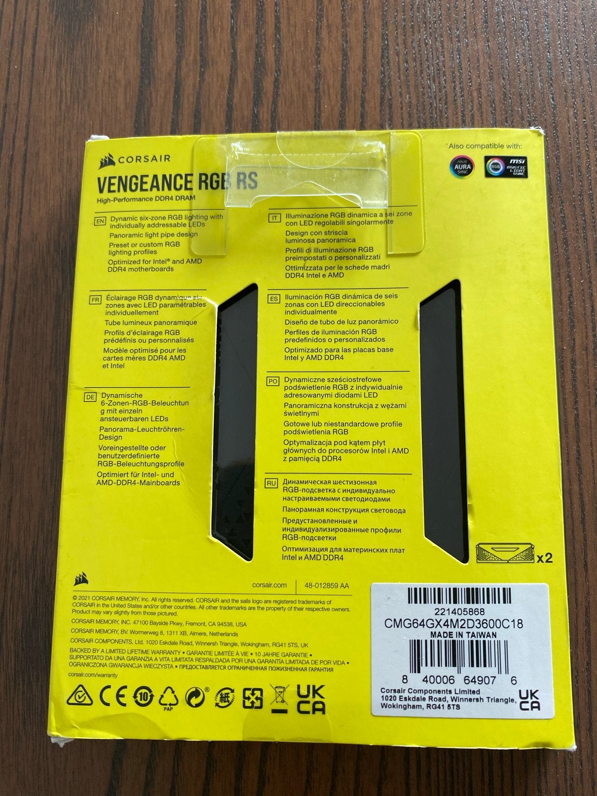 Corsair Vengeance RGB RS 64GB DDR4 3600MHz Geheugen, Computers en Software, DDR4, Ophalen of Verzenden, Zo goed als nieuw, Desktop