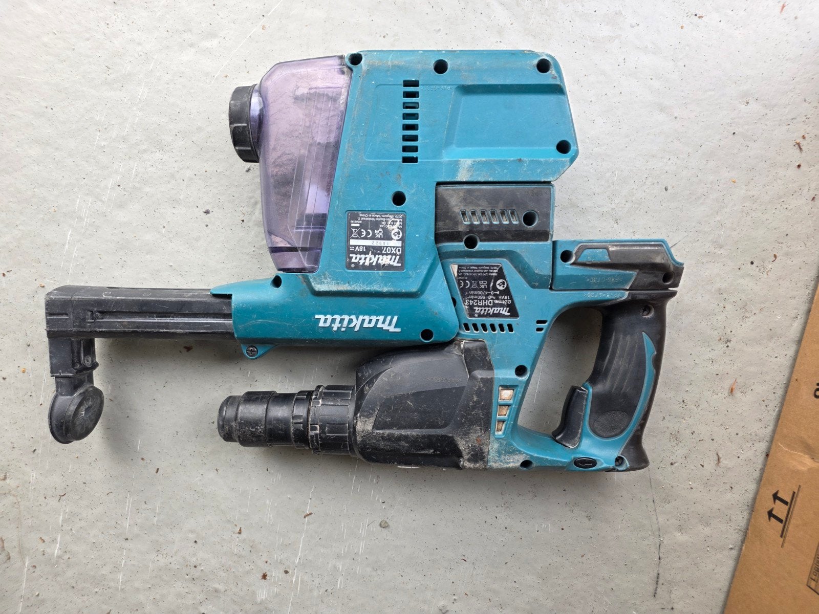 Makita DHR243 met DX07 afzuiging, Doe-het-zelf en Verbouw, Gereedschap | Boormachines, Ophalen of Verzenden, Boormachine