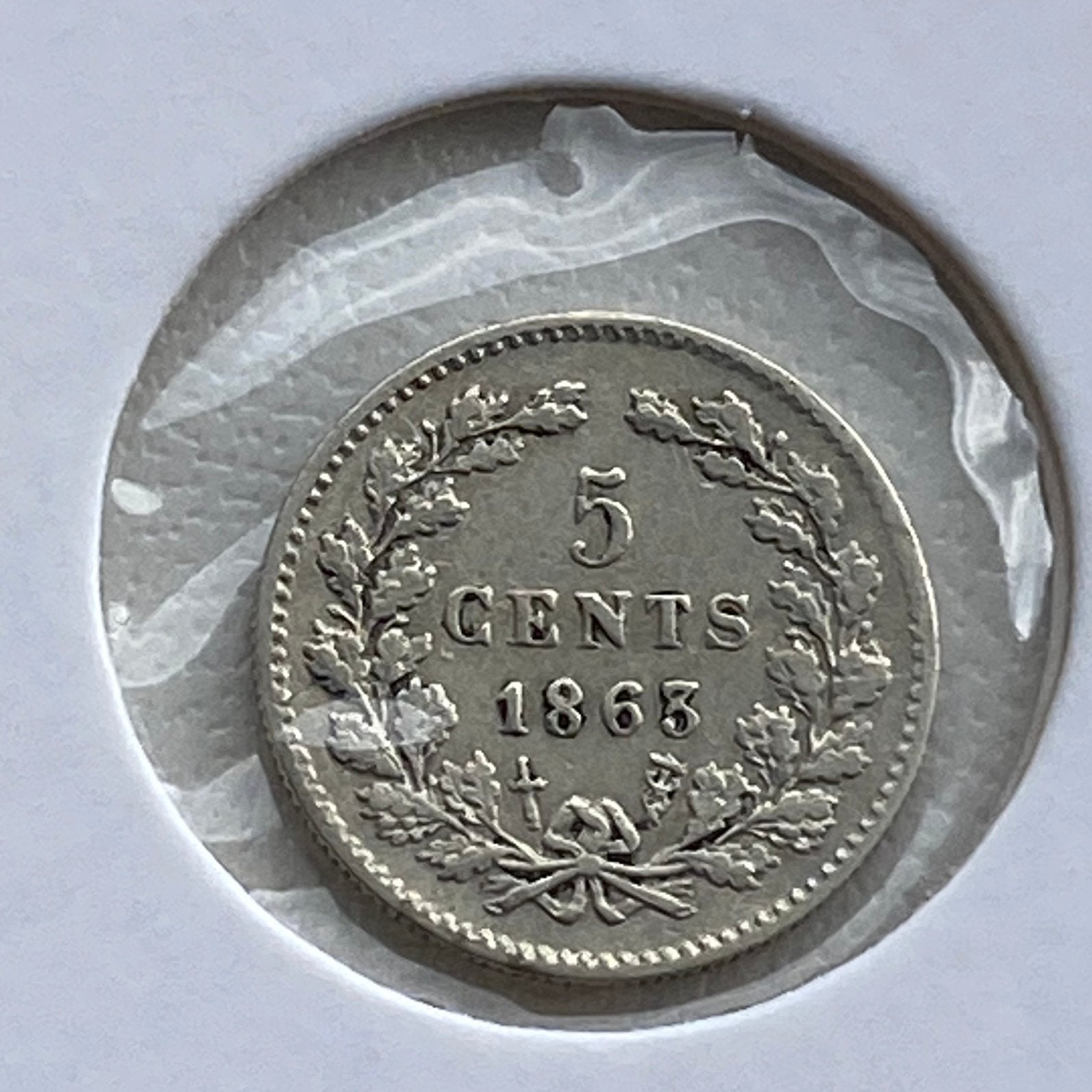 5 Cent / Stuiver Zilver uit 1863 van Koning Willem III, Koning Willem III, Verzenden, Zilver, Losse munt