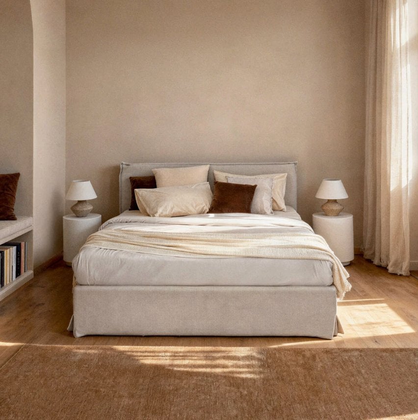Opklapbed in volledig nieuwe conditie (matras 150cm x 190cm), Ophalen, Beige, 180 cm, 200 cm