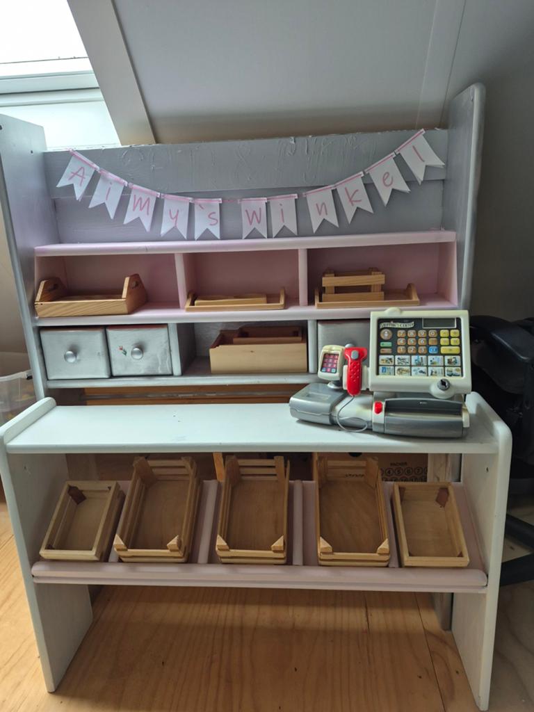 Houten Speelgoedwinkeltje met Speelmaterialen, Kinderen en Baby's, Ophalen, Gebruikt, Jongen of Meisje