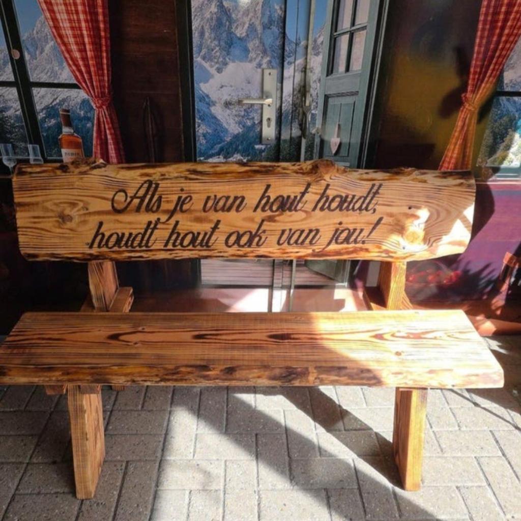 Massief houten tuinbank Douglas 'Als je van hout houdt....', Tuin en Terras, Tuinbanken, Ophalen, Nieuw, Hout