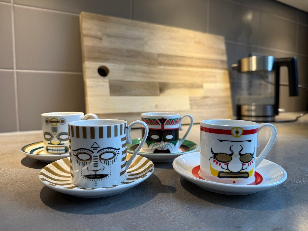 Geminiano Cozzi Ethnics espresso set | Gianpiero Mastro, Ophalen, Zo goed als nieuw, Overige stijlen, Kop(pen) en/of Schotel(s)