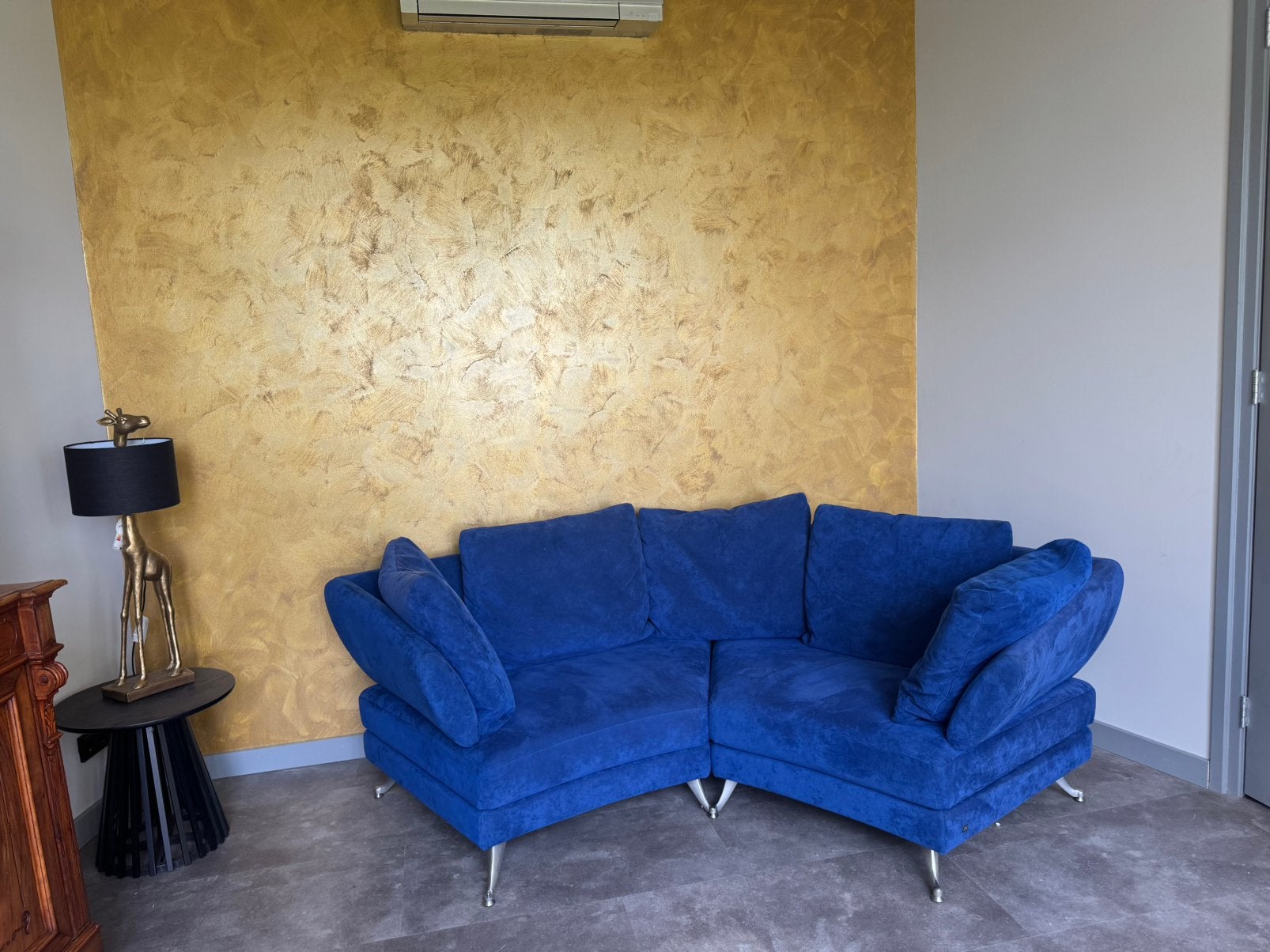 Rolf Benz blauwe bank, Huis en Inrichting, Tweepersoons, 75 tot 100 cm, Ophalen of Verzenden, Zo goed als nieuw