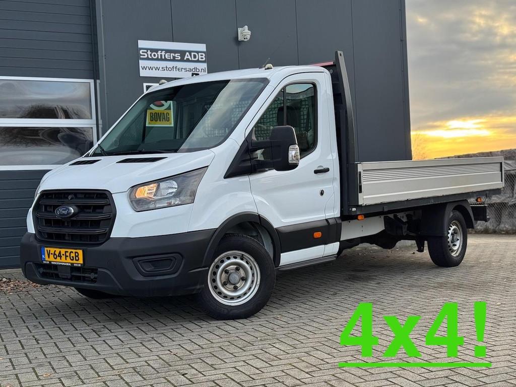 Ford Transit 350 2.0 TDCI 131pk L3 AWD 4x4 Pick-up | Trekhaa, Keurmerk '100% Onderhouden', Stof, Zwart, 4 cilinders