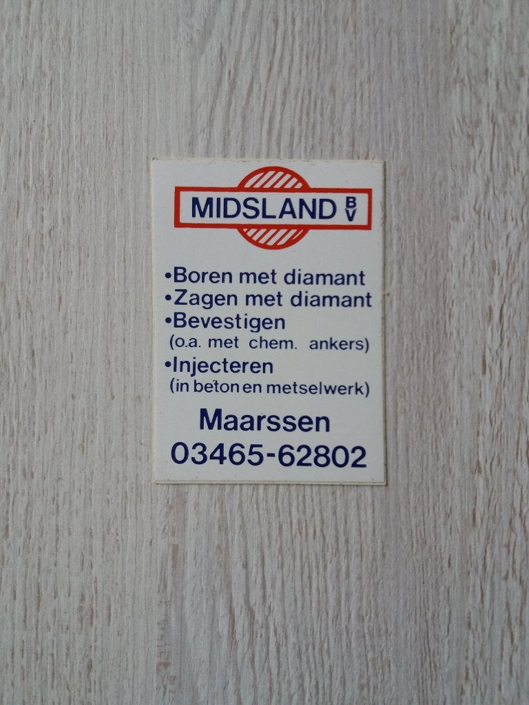 sticker MIDSLAND BV boren,zagen met diamant te Maarssen, Ophalen of Verzenden, Zo goed als nieuw, Bedrijf of Vereniging