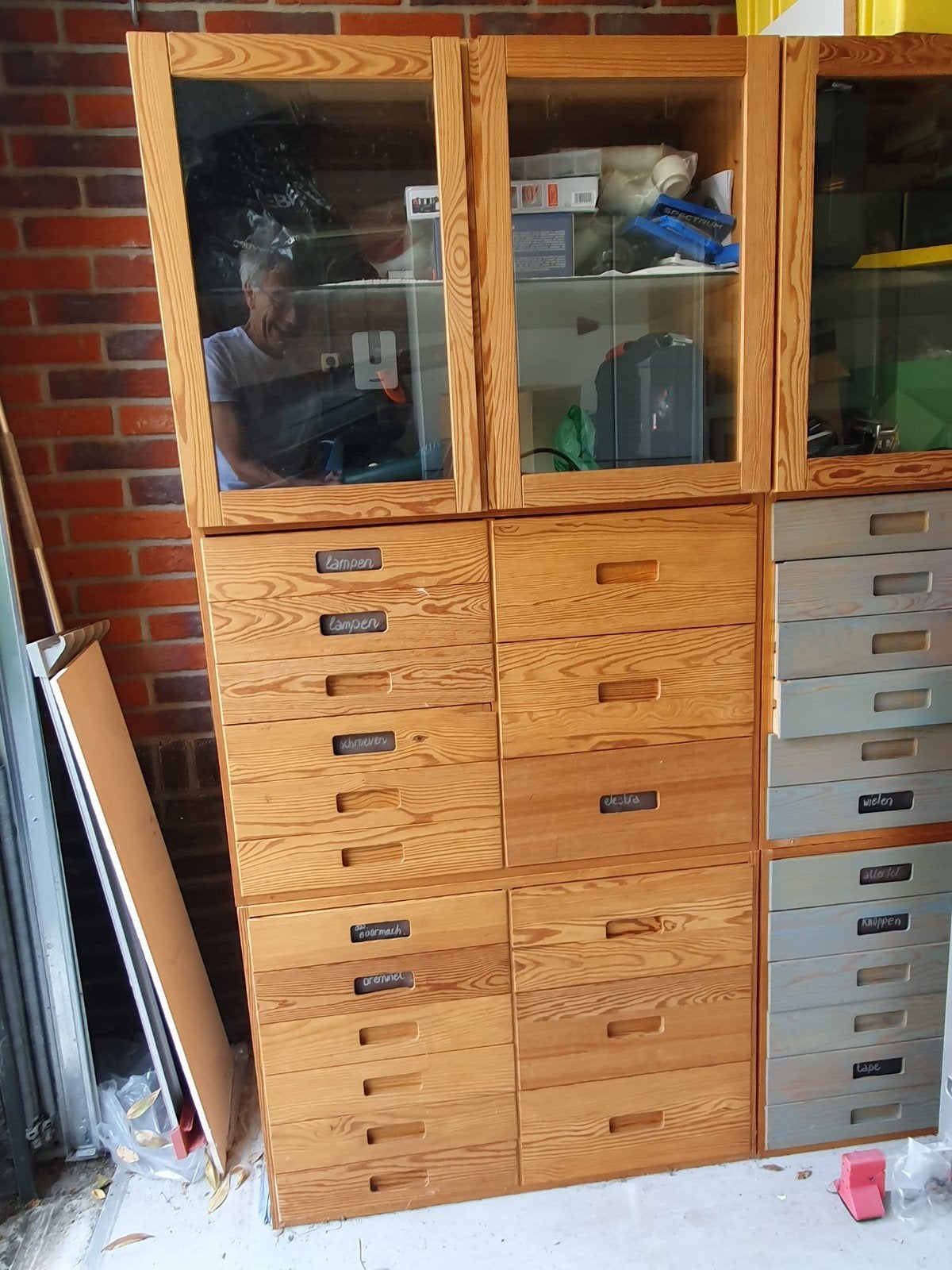IKEA Ivar Systeem: 2 Vitrinekasten en 4 Ladeblokken, Gebruikt, Minder dan 100 cm, Grenenhout, 25 tot 50 cm