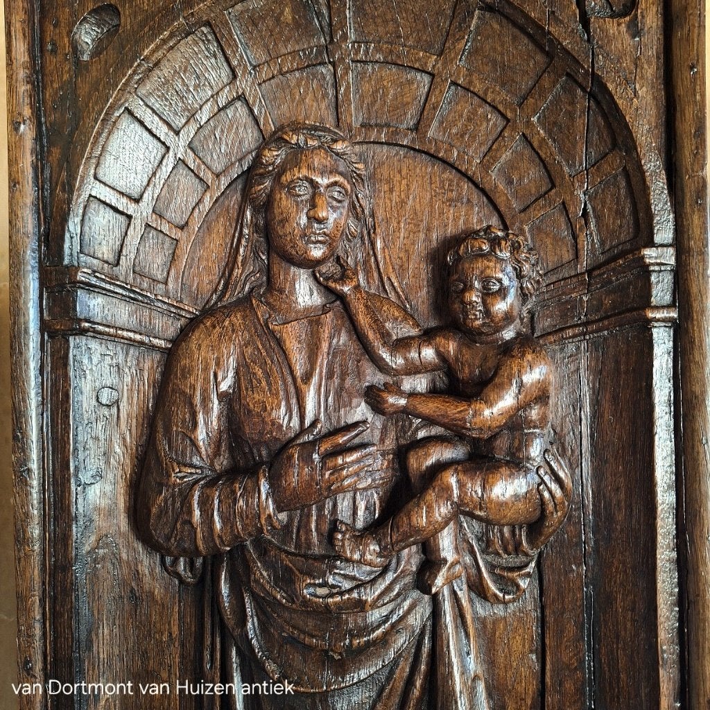 17e eeuws paneel, Madonna met kind., Antiek en Kunst, Ophalen