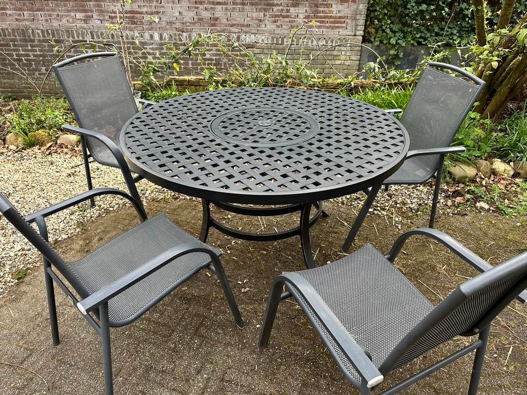Hartman tuintafel 130cm met BBQ en ijsschaal, Ophalen, Gebruikt