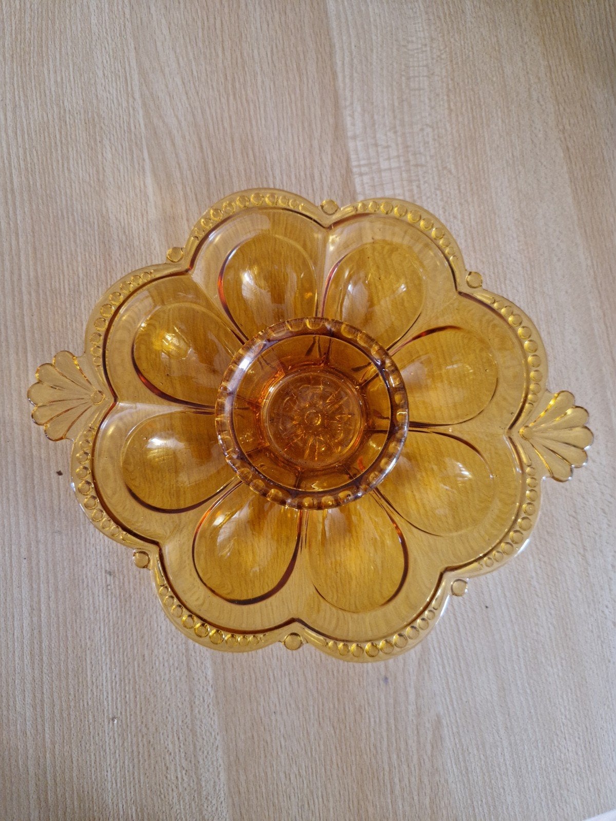 Vintage amberkleurige eierschaal en schaaltje, Ophalen of Verzenden