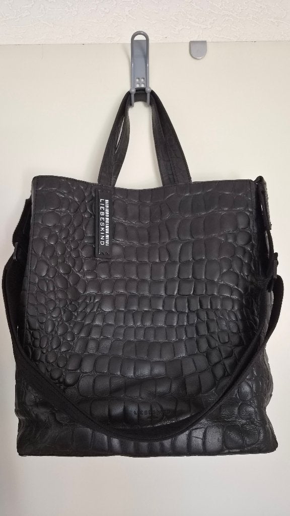 Liebeskind leren tas tote bag shopper kroko, Ophalen of Verzenden, Zo goed als nieuw, Zwart, Shopper
