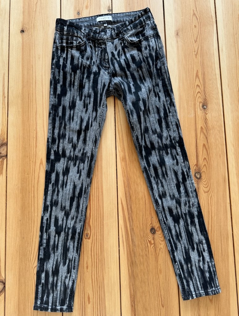 Sandro Paris Skinny Jeans - Grijs Zwart - Maat 36 / XS Small, Kleding | Dames, Sandro, Ophalen of Verzenden, Zo goed als nieuw