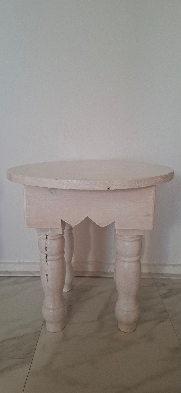 Oosters houten bijzettafeltje - onbewerkt met verf, Minder dan 45 cm, Minder dan 55 cm, Gebruikt, Oosters, Rustiek