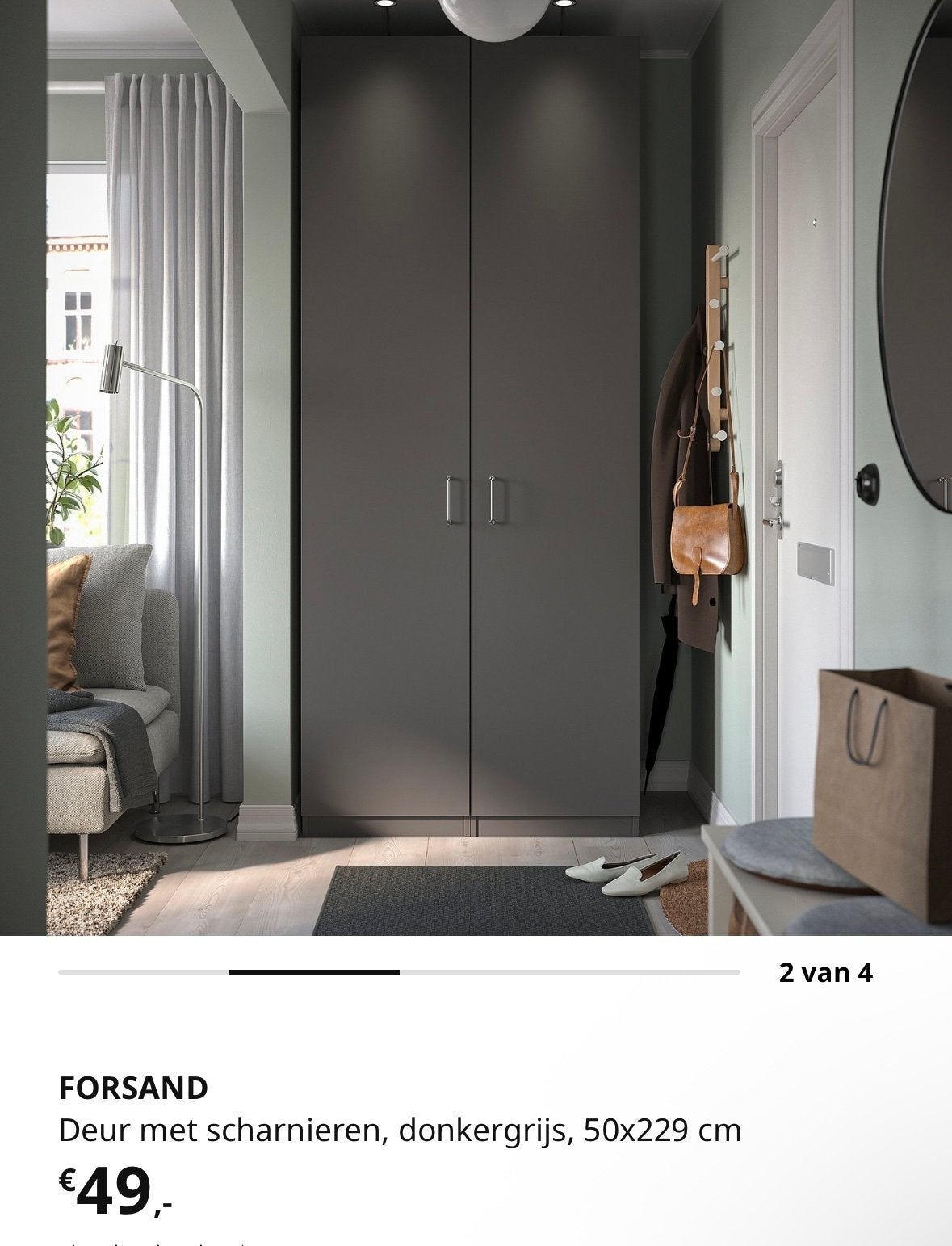 Twee deuren met scharnieren, 50x229 cm, nog in goede staat, Doe-het-zelf en Verbouw, Deuren en Horren, Ophalen, Minder dan 80 cm