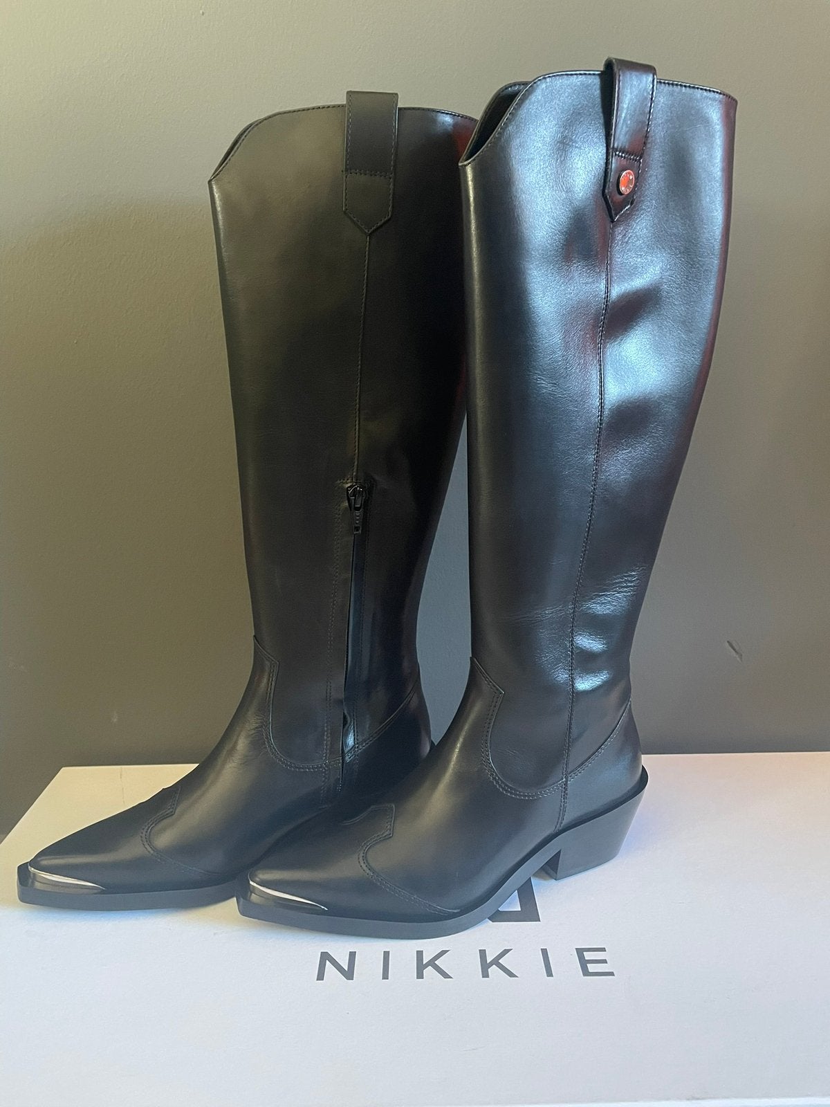 Nieuwe hoge Nikkie laarzen maat 36, echt leder, Ophalen, Hoge laarzen, Zwart, Nieuw