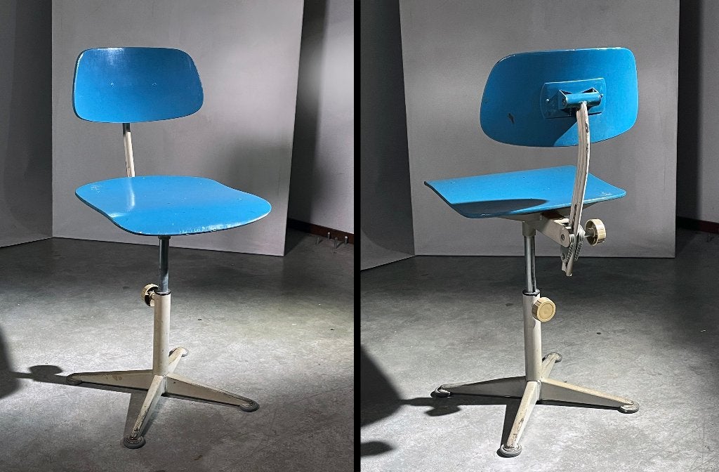 atelier-/ bureau stoel, Ahrend de Cirkel jaren '50, Ophalen, Gebruikt, Metaal, Industrieel