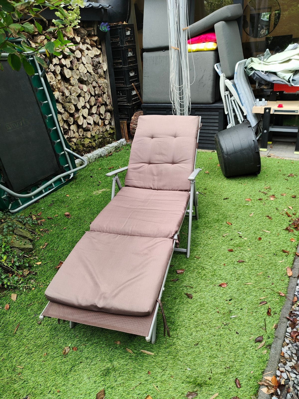 Outsunny ligstoel met kussen, inklapbaar en verstelbaar, Tuin en Terras, Ophalen, Gebruikt, Inklapbaar