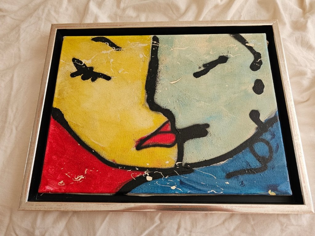 Origineel Schilderij Herman Brood ‘Kiss 1998’ met COA, Abstract, Acrylverf, Ophalen of Verzenden, Handgeschilderd