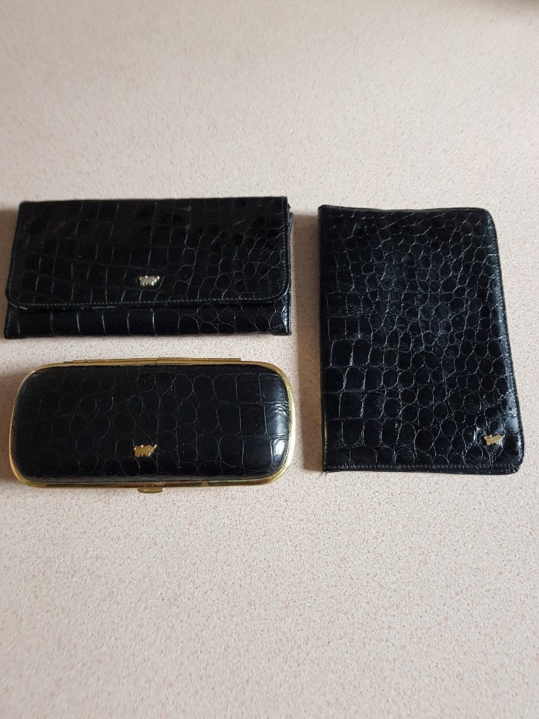 Te koop zwart leder PORTEMONNEE*BRILKOKER*ETUI*van ASSIMA !!, Overige merken, Leer, Zwart, Ophalen of Verzenden
