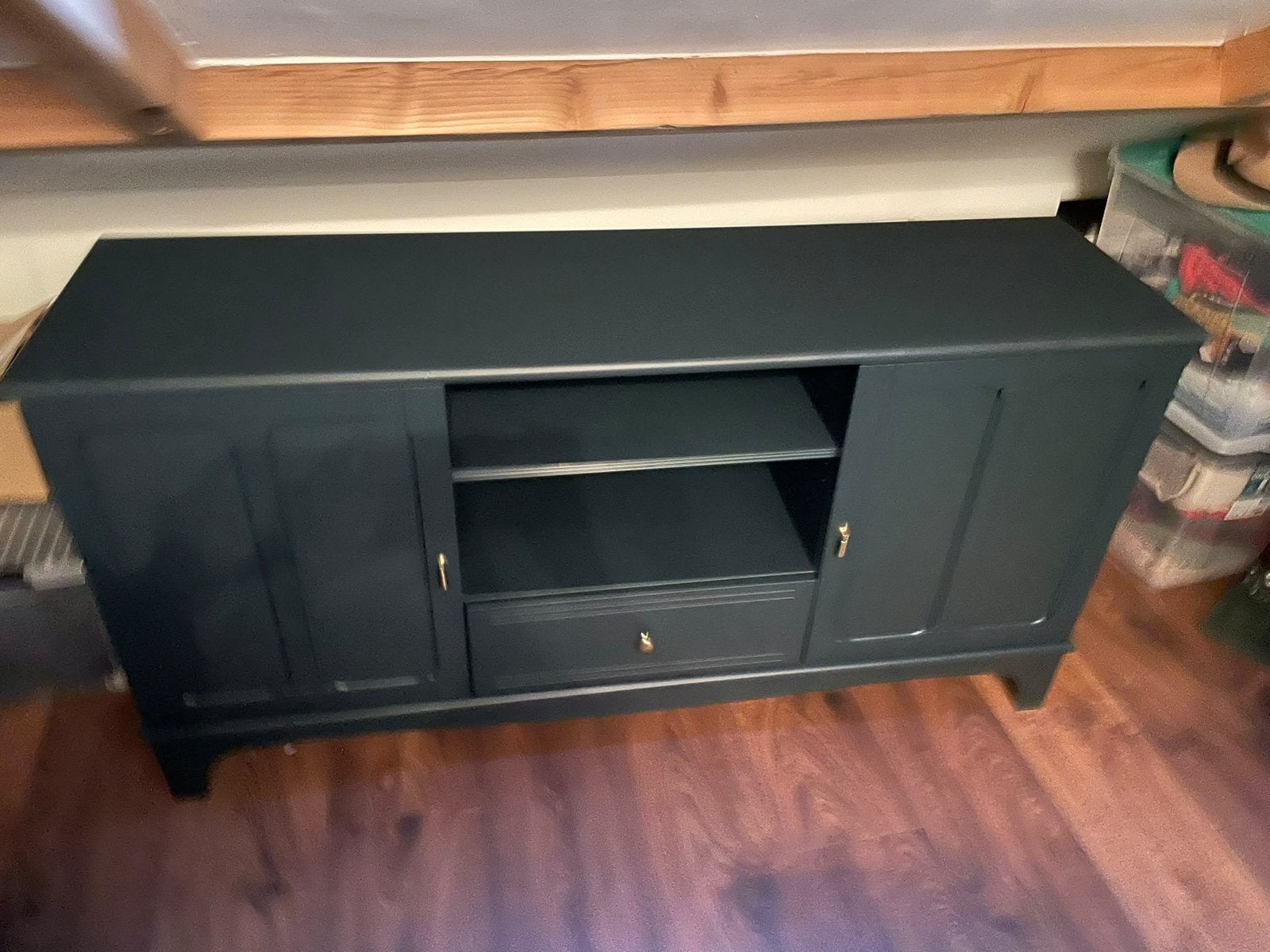 Ikea Lommarp tv-meubel dressoir blauwgroen teal goud, Ophalen, 150 tot 200 cm, Zo goed als nieuw, Minder dan 100 cm