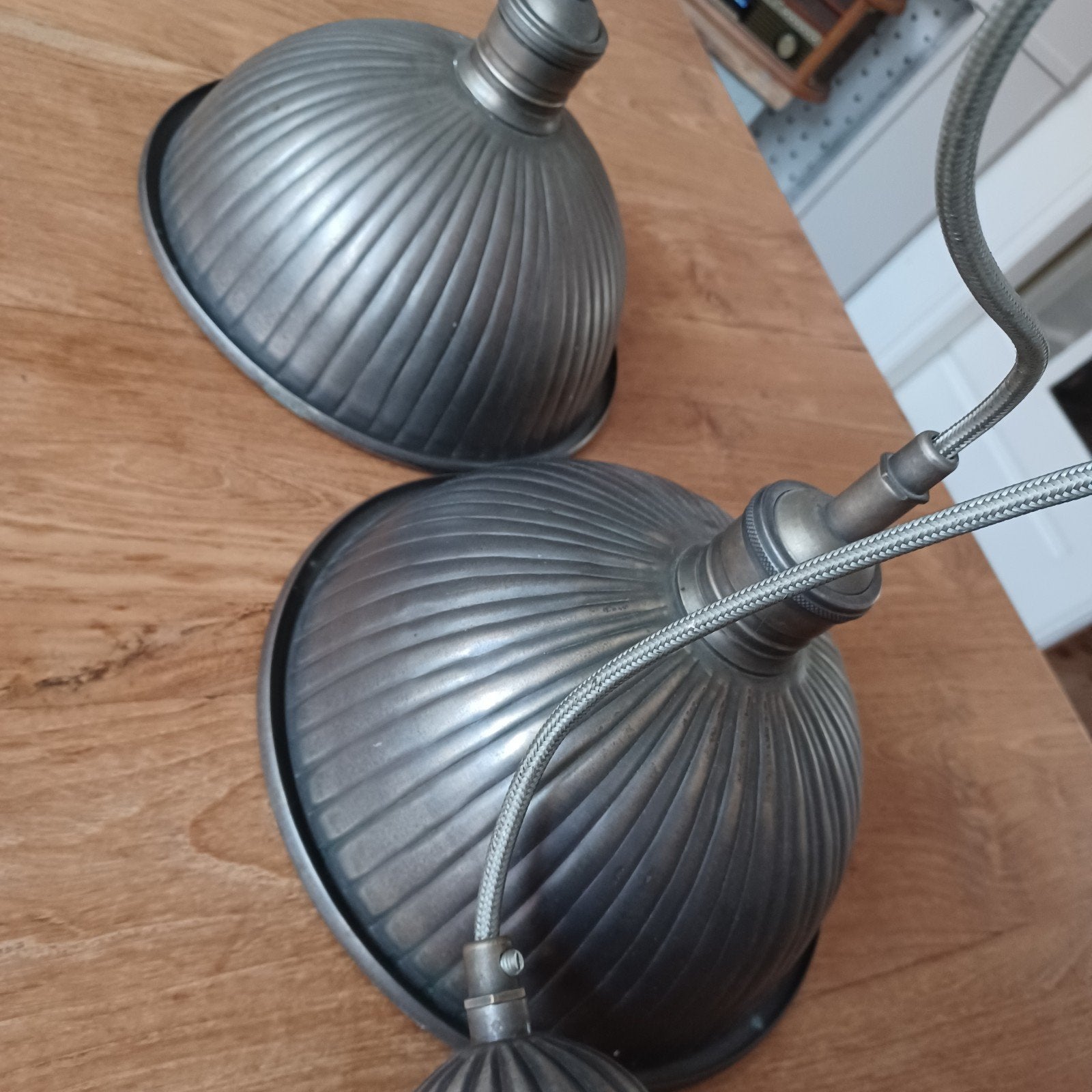 Hanglampjes set van 2, Zo goed als nieuw, Landelijk Sober Sjiek, Metaal, E27 (groot)