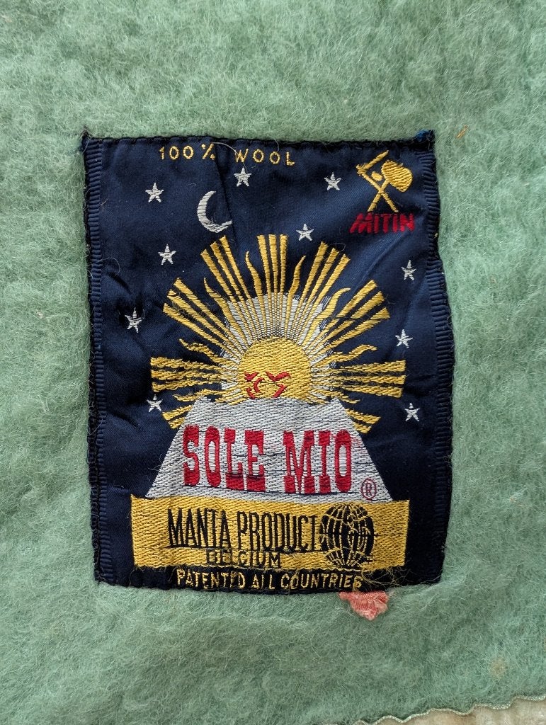 Vintage Belgium Sole Mio 100% zuiver scheerwol Wollen Deken, Ophalen of Verzenden, Gebruikt, 150 cm, 220 cm