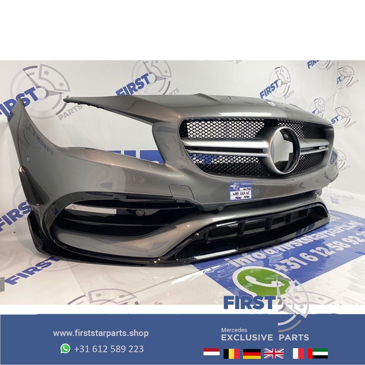 W117 C117 X117 CLA45 FACELIFT AMG VOORBUMPER GRIJS COMPLEET, Gebruikt, -, Voor, Ophalen of Verzenden