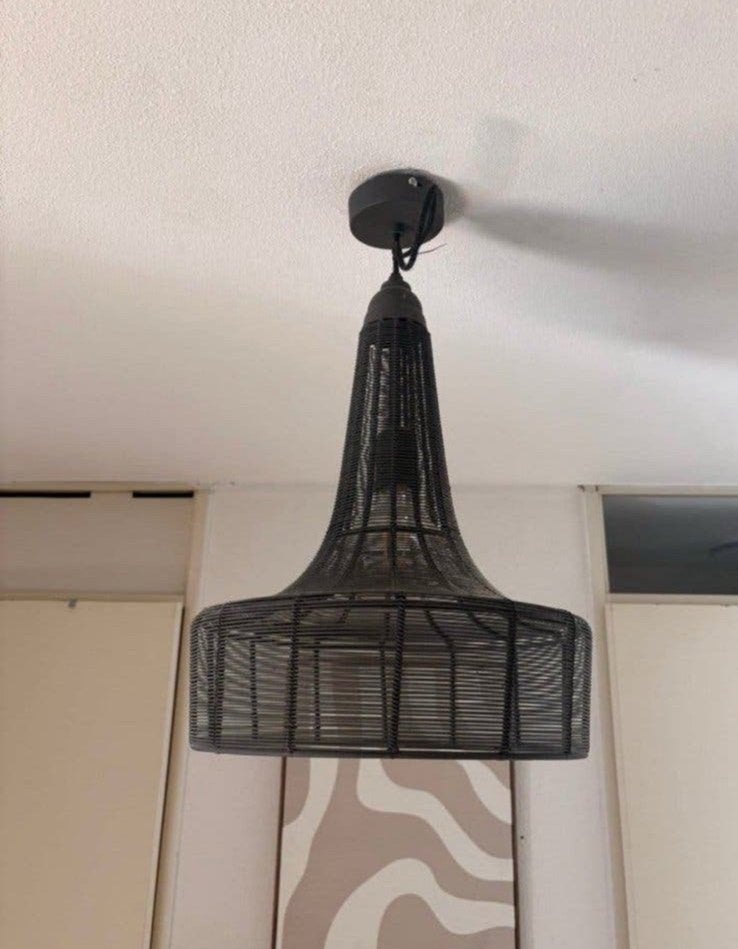 Karwei mooie zwarte metalen hanglamp van metaaldraad, Ophalen of Verzenden, Zo goed als nieuw