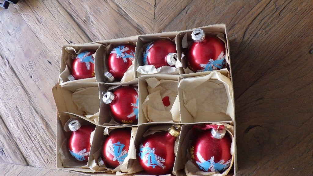 mooie rode kerstballen met opdruk, Ophalen of Verzenden, Gebruikt