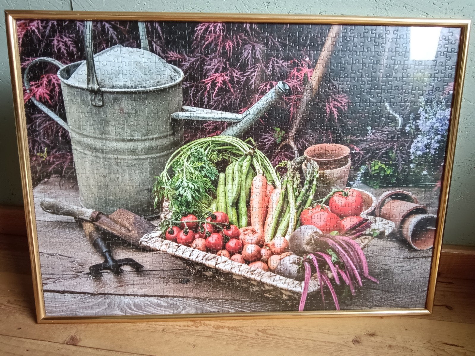 Ingelijste legpuzzel: Tuin stilleven, Ophalen of Verzenden, 500 t/m 1500 stukjes, Zo goed als nieuw, Legpuzzel