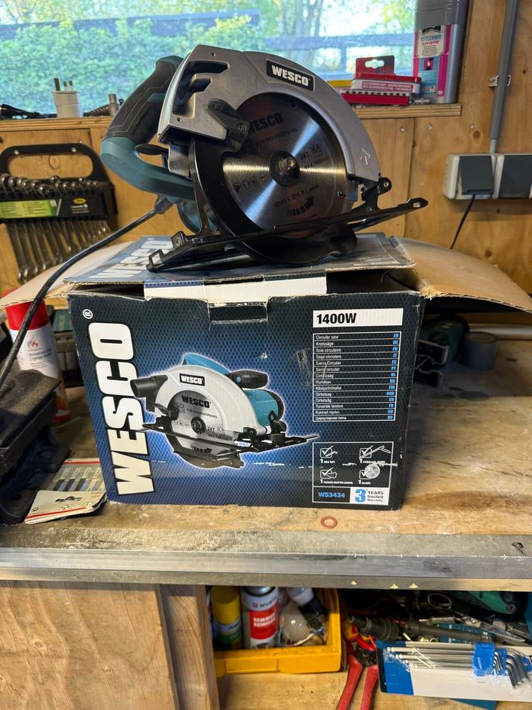 WESCO Cirkelzaag 1400W - Zo goed als nieuw, Ophalen, Cirkelzaag, 70 mm of meer, Zo goed als nieuw