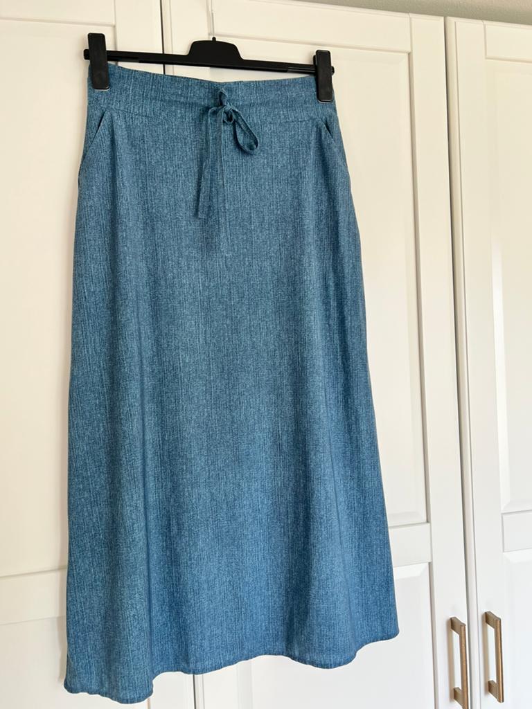 Studio anneloes maxi rok M denim travelstof, Maat 38/40 (M), Blauw, Ophalen of Verzenden, Zo goed als nieuw
