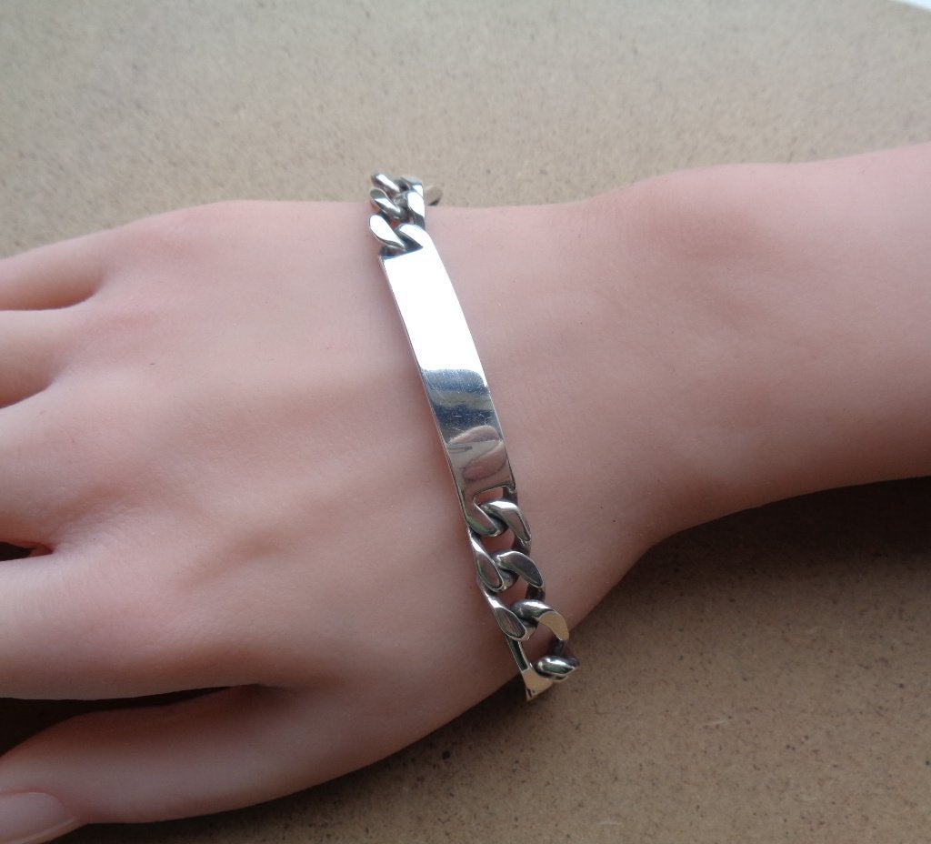 zilveren naamplaat armband [519], Ophalen of Verzenden, Zo goed als nieuw, Zilver, Zilver