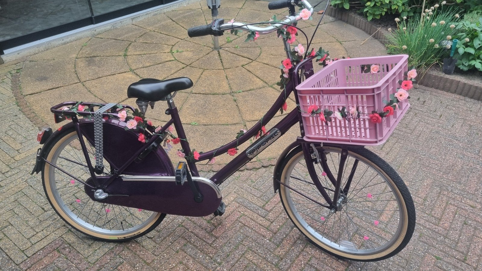 Zeer nette Paarse Popal meisjesfiets 24 inch 3 versnellingen, Fietsen en Brommers, Fietsen | Meisjes, Ophalen, Terugtraprem, 24 inch