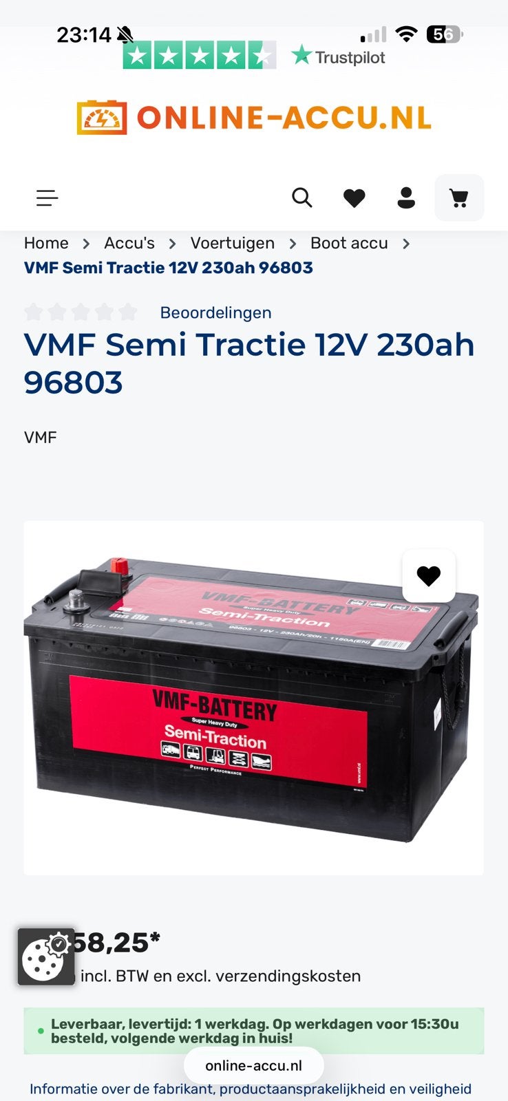 Complete set 4x VMF semi tractie accu’s inc panelen, Ophalen, Nieuw