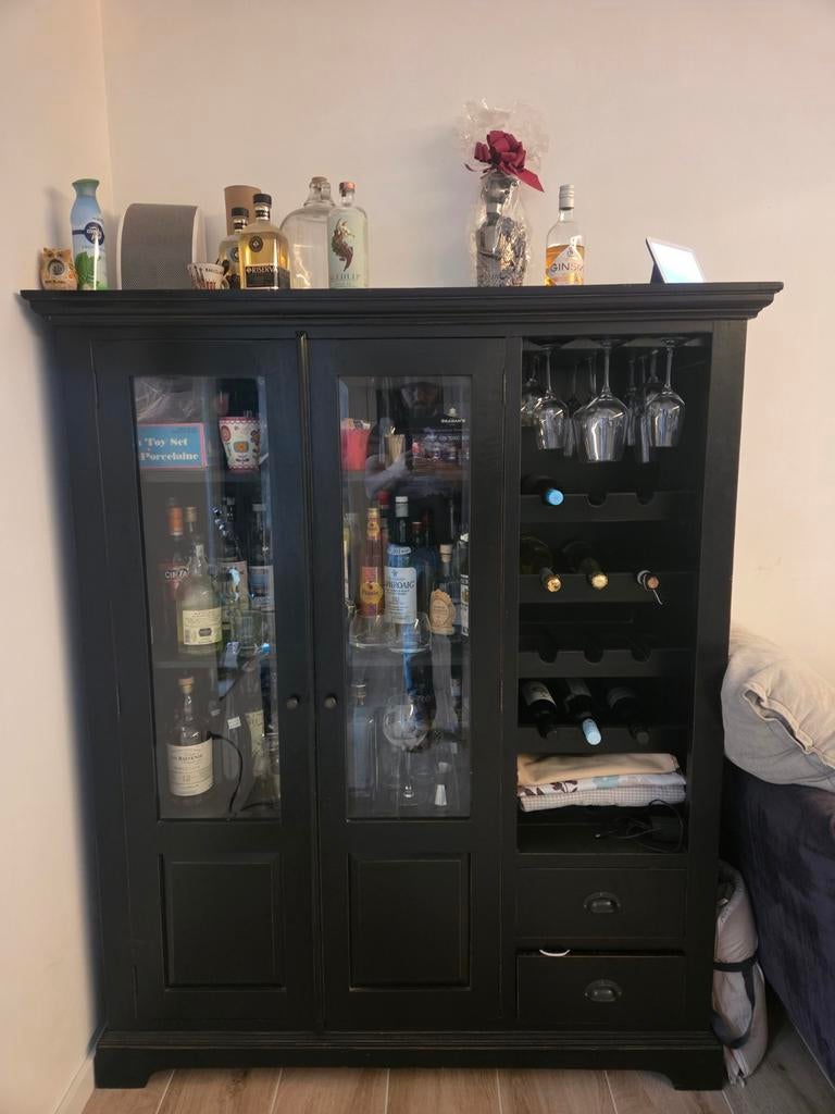 Brokantekast met Glas, Flessen- en Glazenrek, Antiek en Kunst, Ophalen