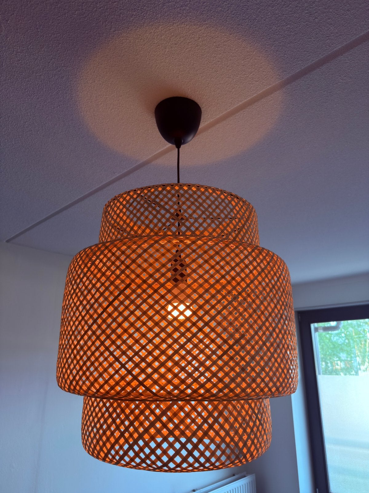 IKEA rotan/bamboe hanglampen – 1 grote + 1 kleine, Ophalen, Zo goed als nieuw, Minder dan 50 cm