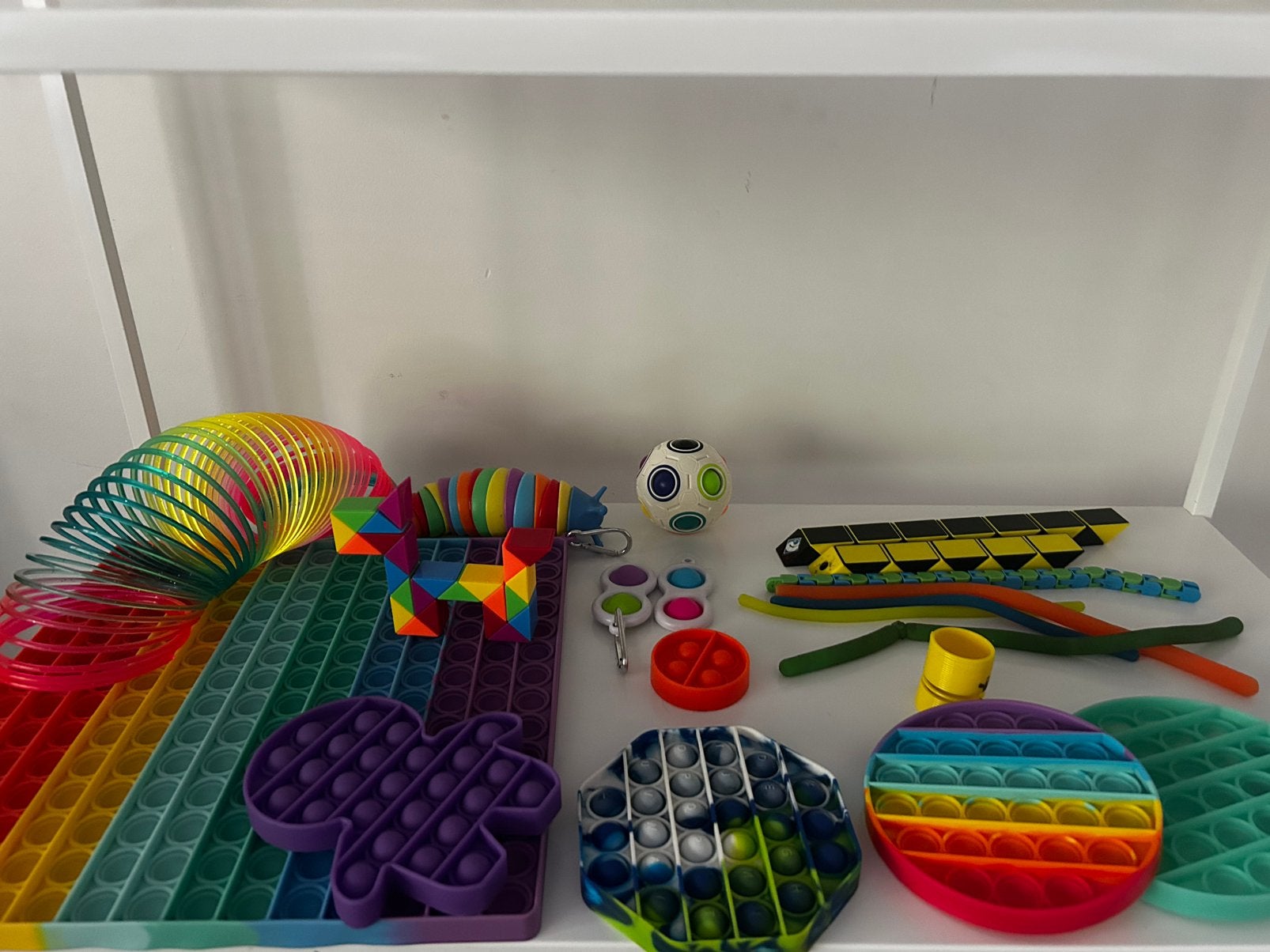 Grote Fidget Box –20+ fidgets | Pop Its, XXL Pop It, en meer, Ophalen of Verzenden, Zo goed als nieuw