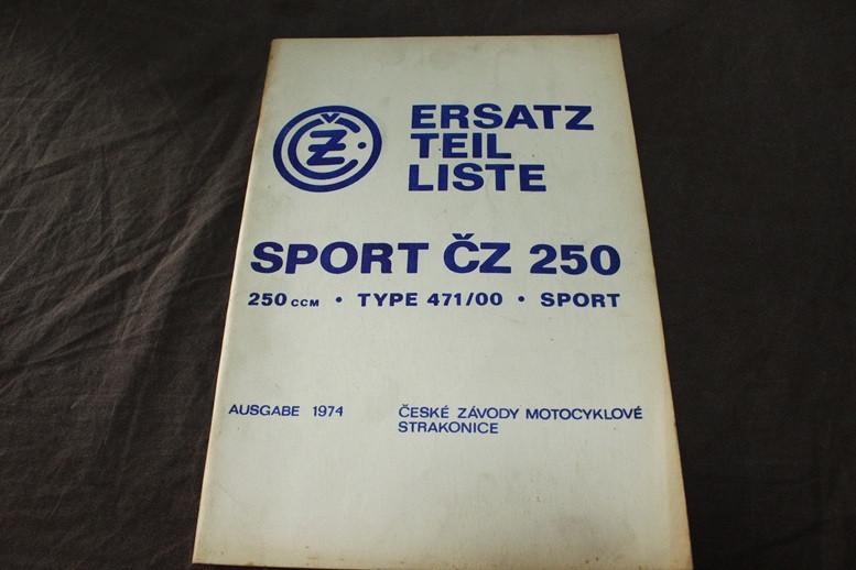 CZ 250 Sport typ 471/00 1974 motorrad ersazteil liste 250cc, Motoren, Ophalen of Verzenden, Overige merken