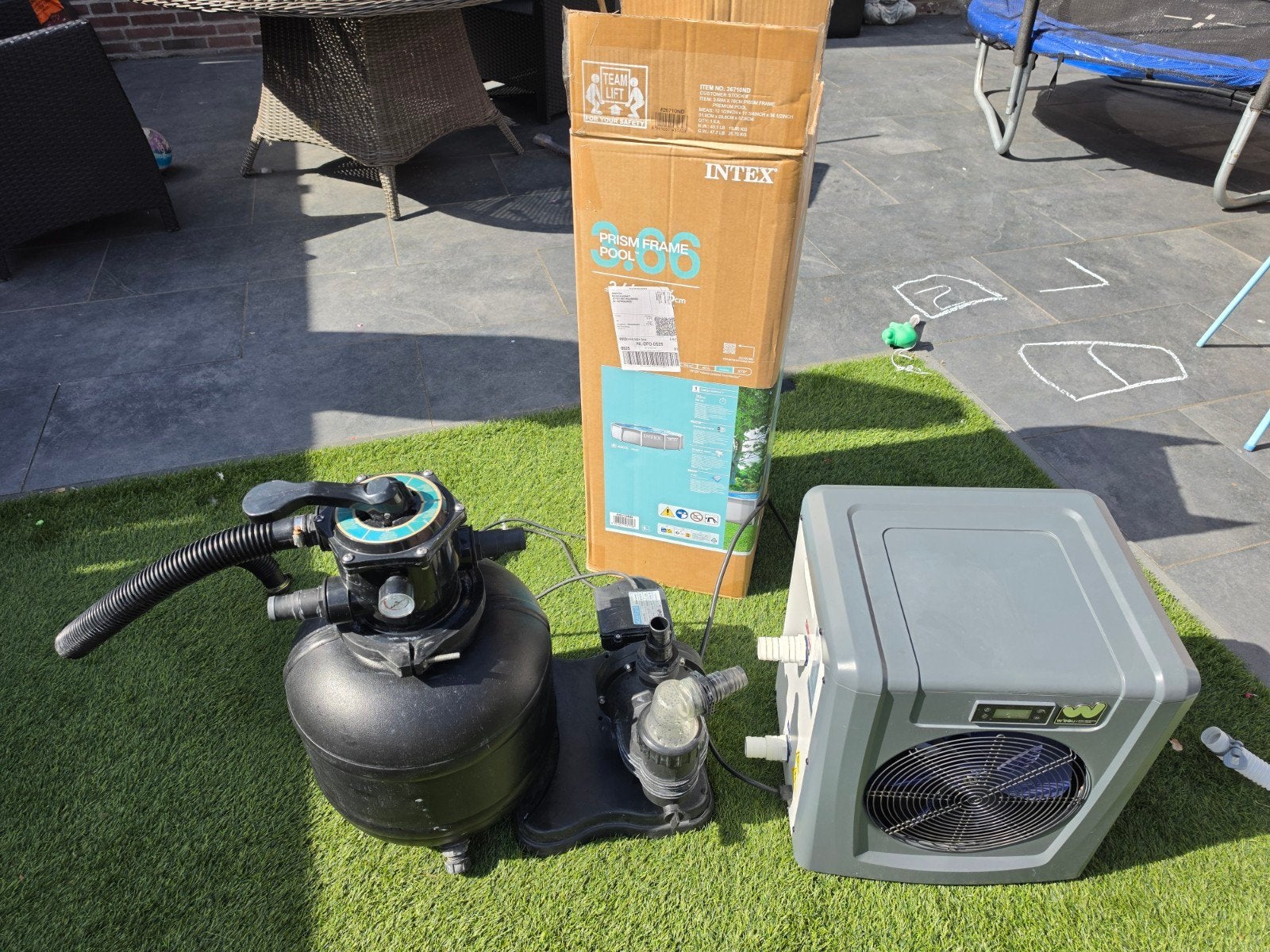 Intex Prism Frame Zwembad met Zandfilterpomp & Warmtepomp, Tuin en Terras, Minder dan 80 cm, Rond, 300 cm of meer, Ophalen of Verzenden