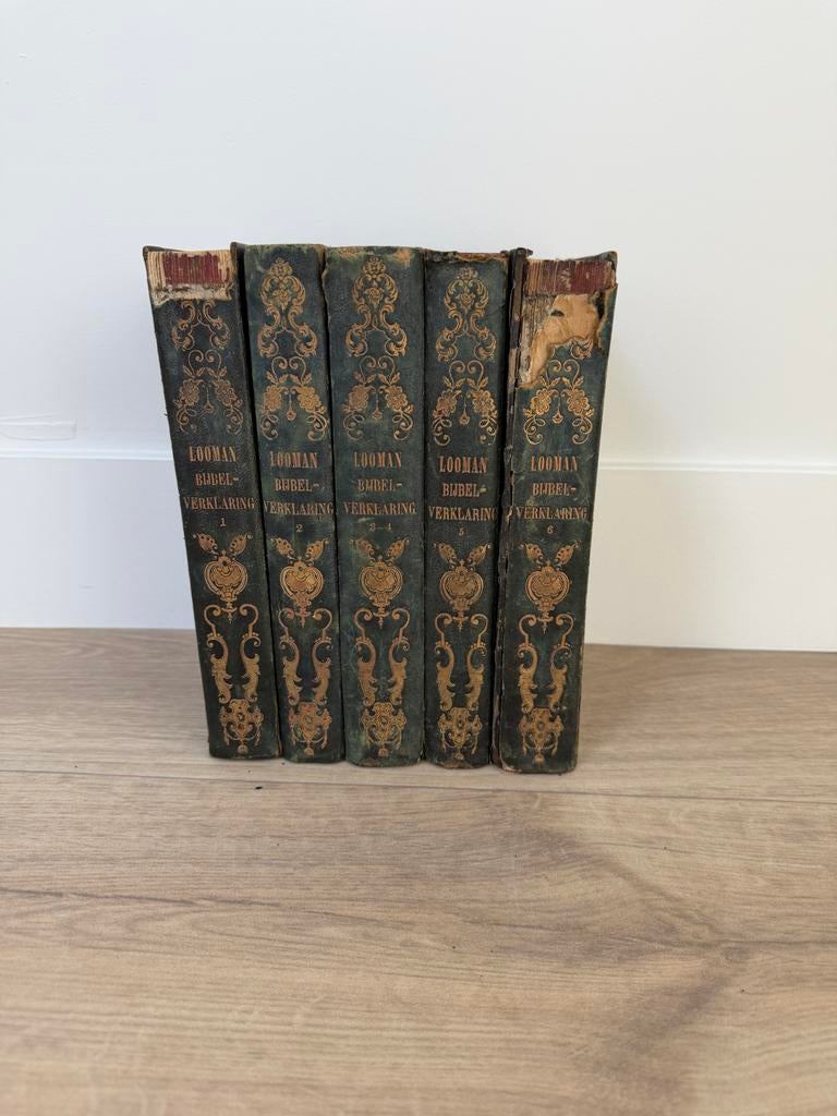 Loomans Bijbelverklaring - 5 delen, 1854, Boeken, Ophalen of Verzenden, Gelezen