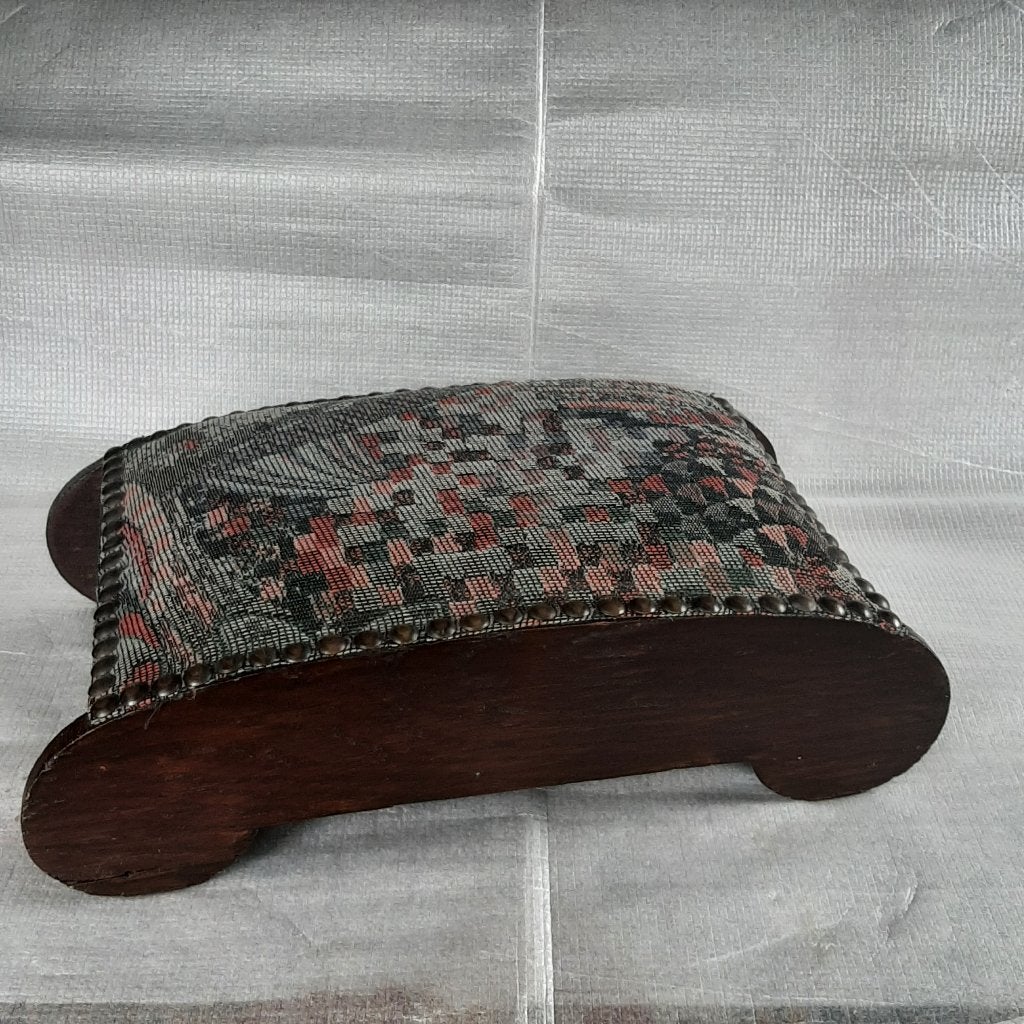 vintage halfrond voetenbankje, Ophalen, Hout, Minder dan 50 cm, Gebruikt