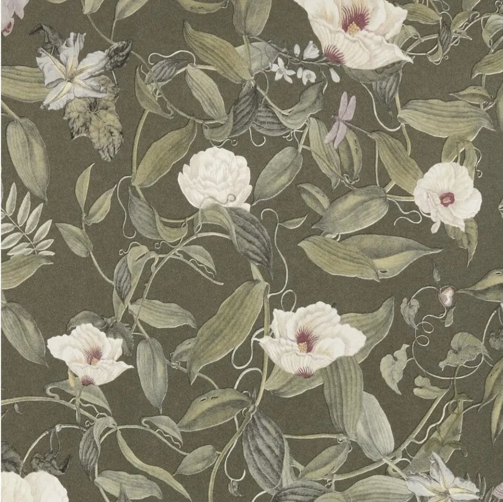 Behang Famke Groene Bloemen, Ophalen of Verzenden, Groen