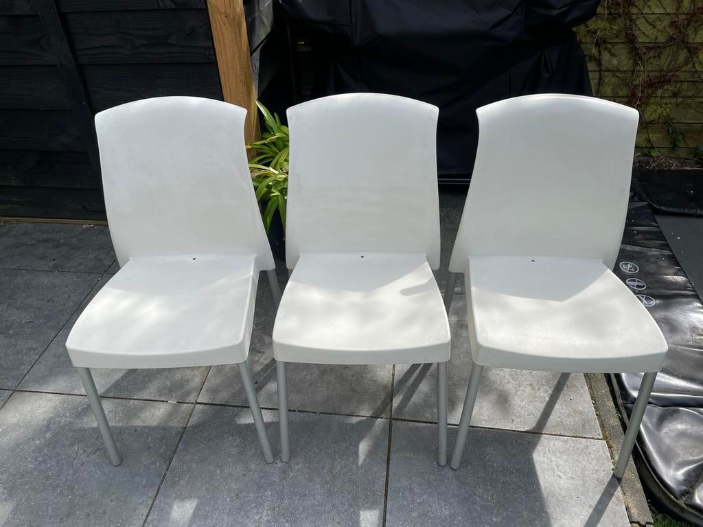 SCAB Jenny (tuin)stoelen - 3 stuks - wit, Ophalen, Gebruikt, Kunststof, Stapelbaar