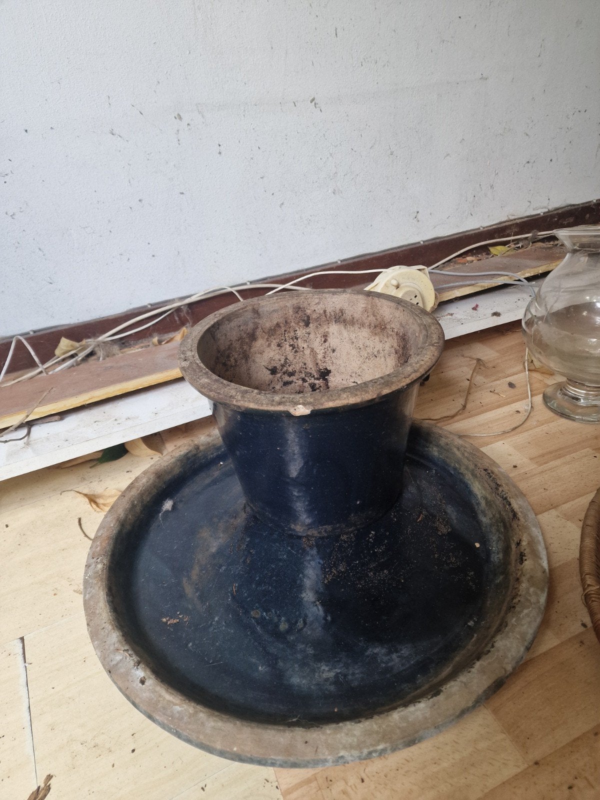 Buitenpot met onderschaal - 30cm pot, 50cm schaal, Ophalen, Gebruikt, 40 cm of meer, Rond