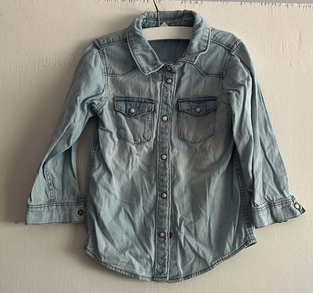 H&M denim blouse maat 92, Gebruikt, Verzenden, H&M, Overhemd of Blouse