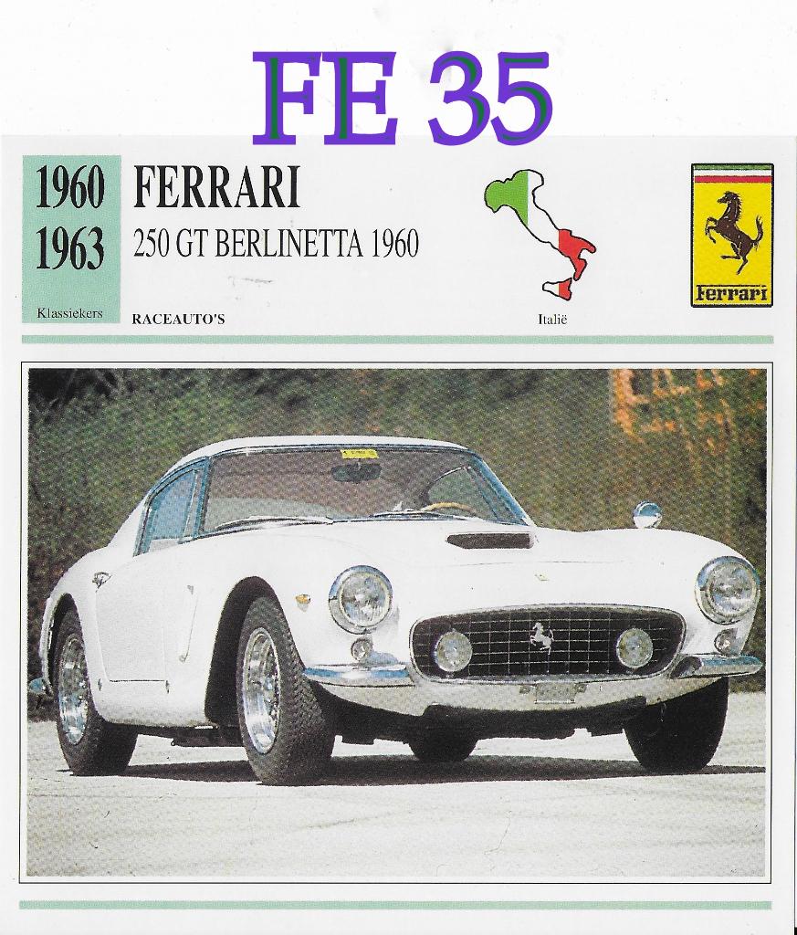 Fe35 autokaart ferrari 250 gt berlinetta 1960 ( 1960 - 1963, Ophalen of Verzenden, Zo goed als nieuw, Auto's